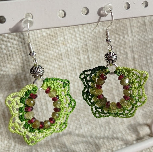 Boucles d'oreilles Grenats verts & violets