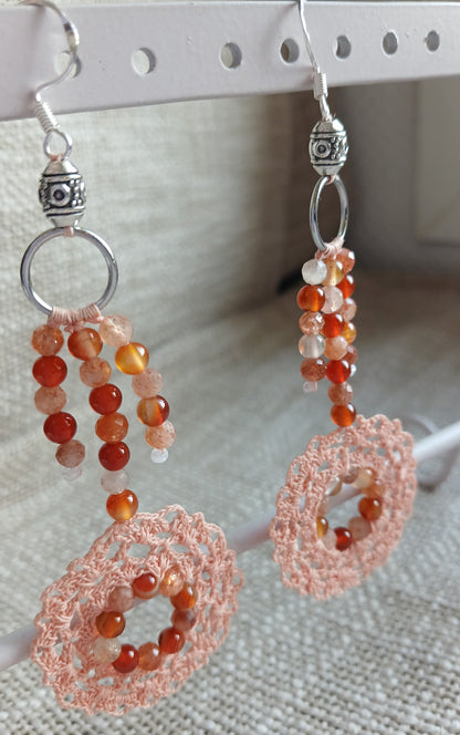 Boucles d'oreillesCornaline & Pierre du Soleil — Argent 925