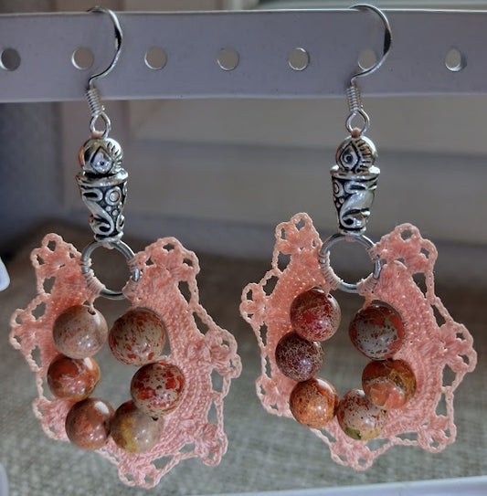 Boucles d'oreilles Jaspe Orange – Coton Orangé & Argent 925