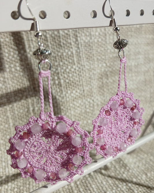 Boucles d'oreilles Kunzite & Tourmaline rose