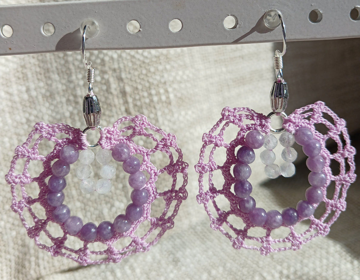 Boucles Lépidolite & Pierre de lune