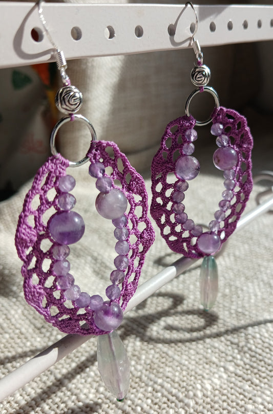 Boucles d'oreilles  Améthyste & Fluorine