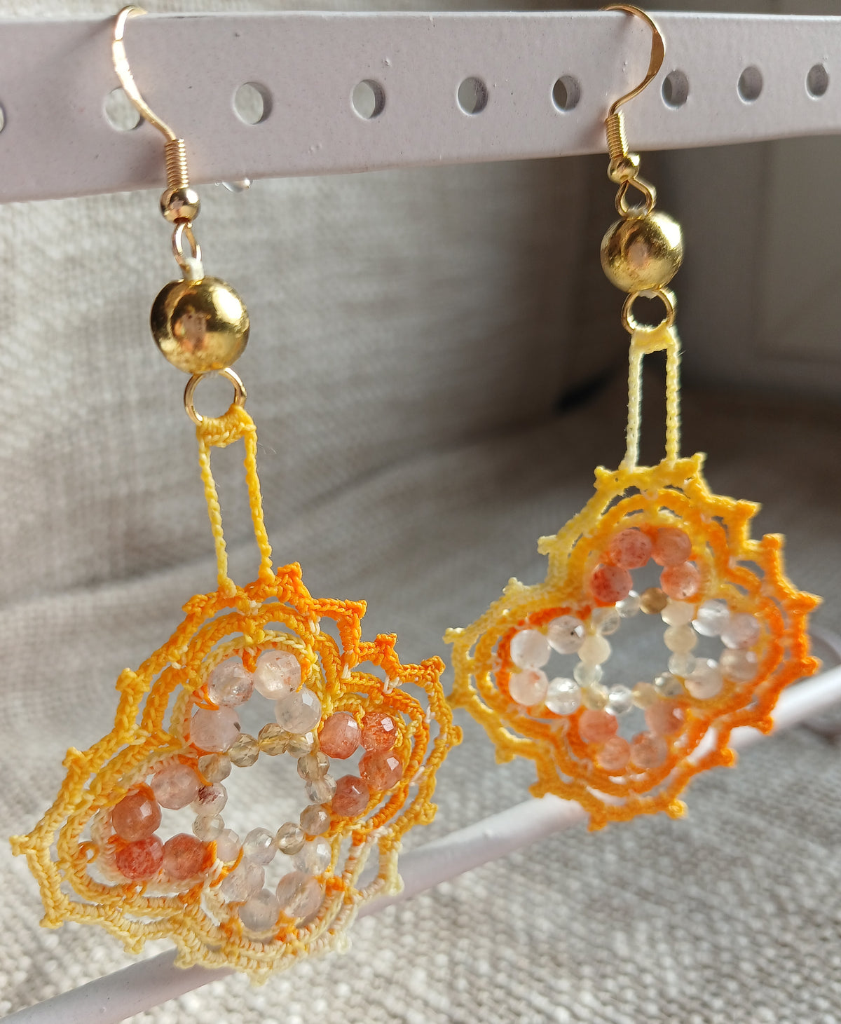 Boucles d'oreilles  citrine & pierre de soleil