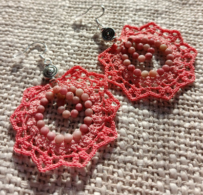 Boucles d'oreilles Rhodochrosite au Crochet – Argent 925