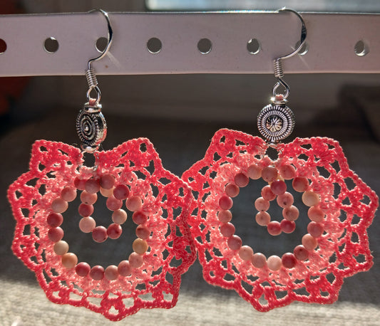 Boucles d'oreilles Rhodochrosite au Crochet – Argent 925