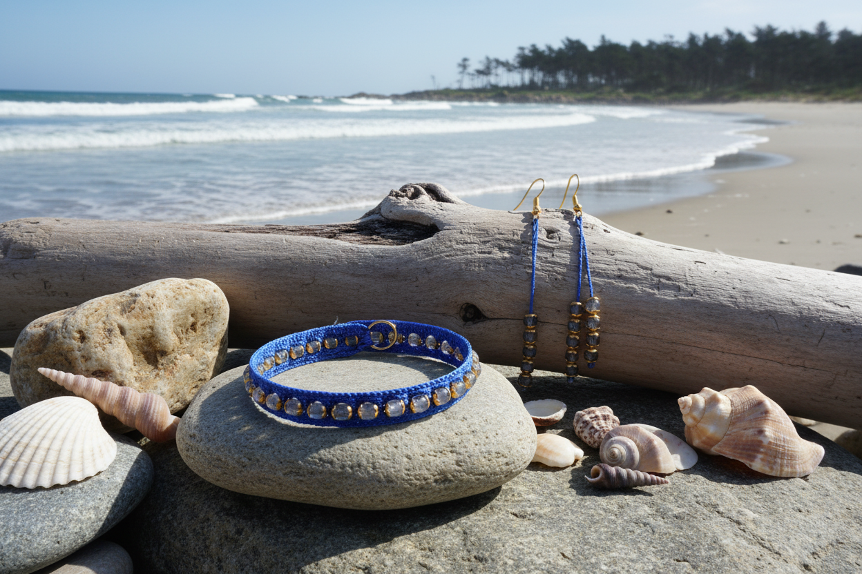 Ensemble Lys - Ambiance océanique avec rochers, vagues et coquillages