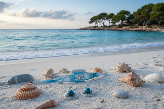 Ensemble Maïlan - Plage avec coquillages, rochers et pins
