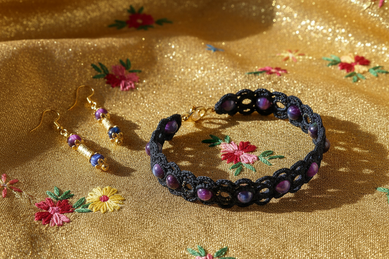 Ensemble Manuela - Sur tissu doré floral